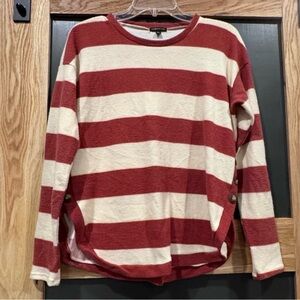 Mm Mm Mm Rust & Cream Striped Sweater Side Button Detail Size L